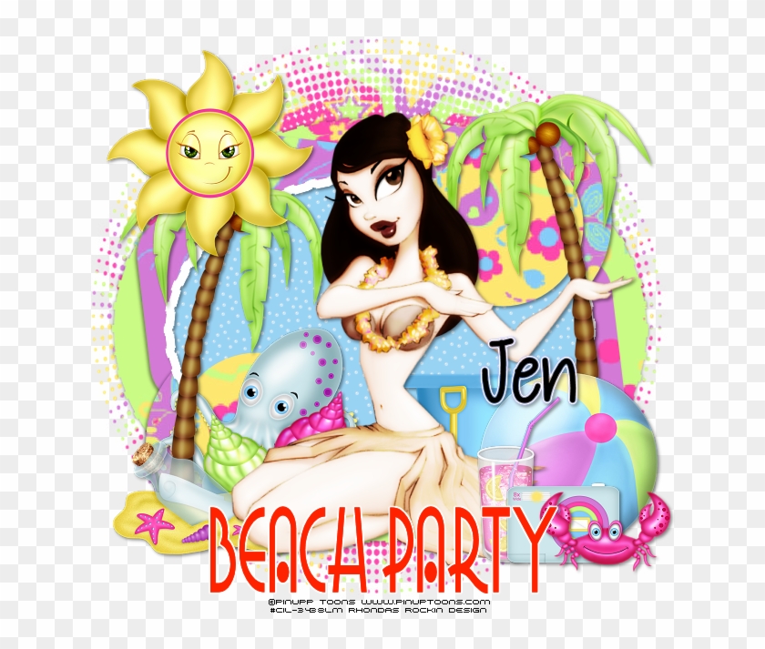 Beach Party - Ptu - Cartoon Clipart #3705304