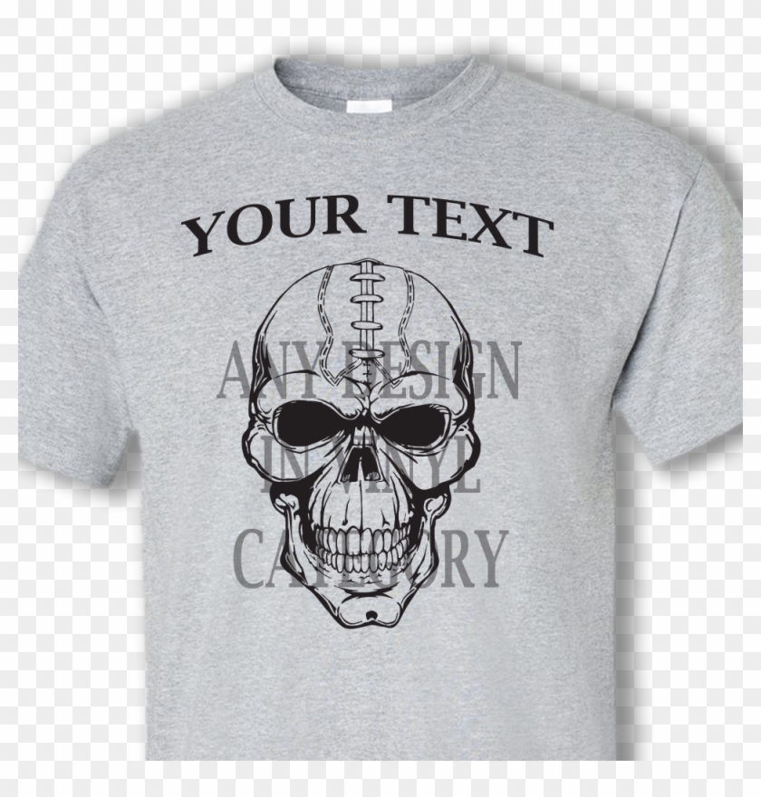 Sport Grey Shirt Black Design - Football Skull Clipart