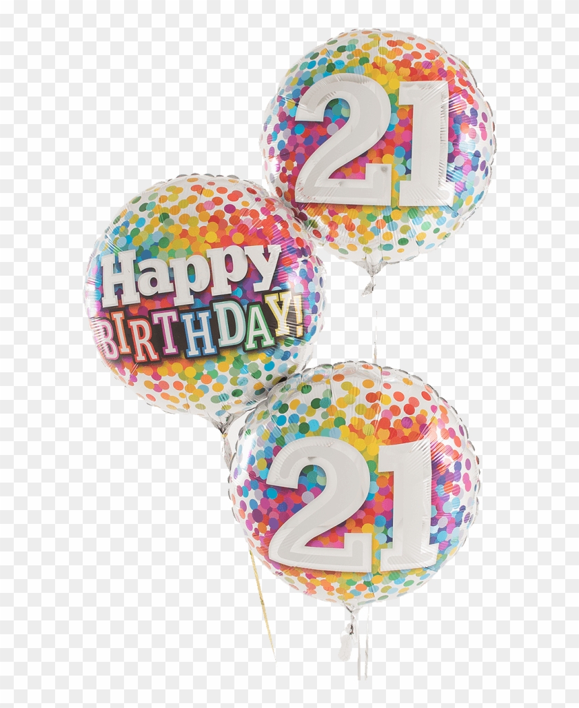 21 Rainbow Confetti Happy Birthday Trio - Balloon Clipart #3706728