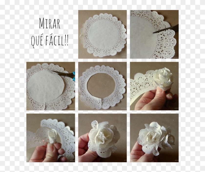 Collage Rosa - Doily Paper Flowers Clipart