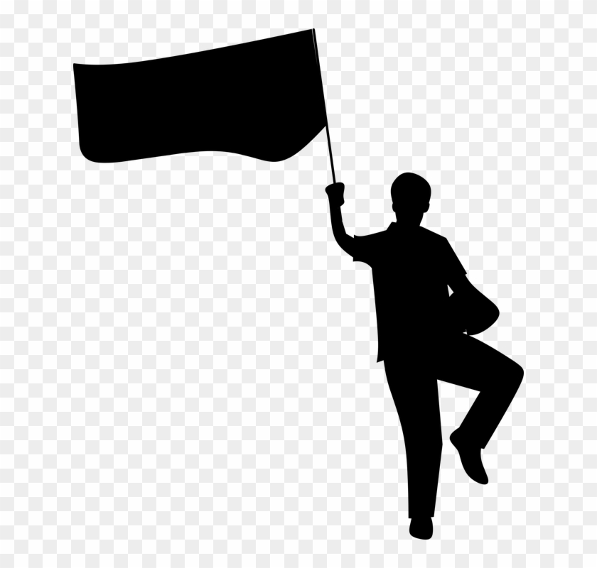 Silhouette, Man, People, Shadow, Art, Swing, Position - Shadow Man With Flag Clipart