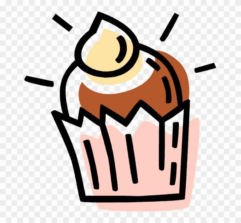 Vector Illustration Of Sweet Dessert Baked Cupcake Clipart