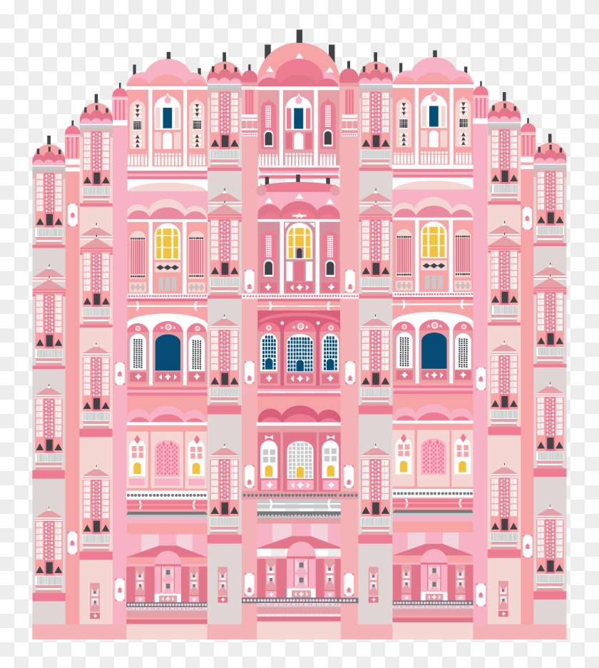 Illustration Inspired By The Hawa Mahal Palace In Jaipur, - Grand Budapest Hotel Jaipur Clipart
