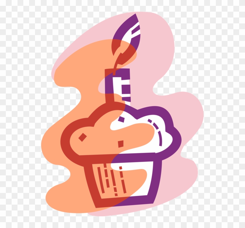 Vector Illustration Of Sweet Dessert Baking Birthday - Illustration Clipart