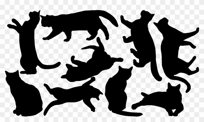 Sticker Lot De 9 Chats Ambiance Sticker Ros A428 - Silhouette Clipart #3708170