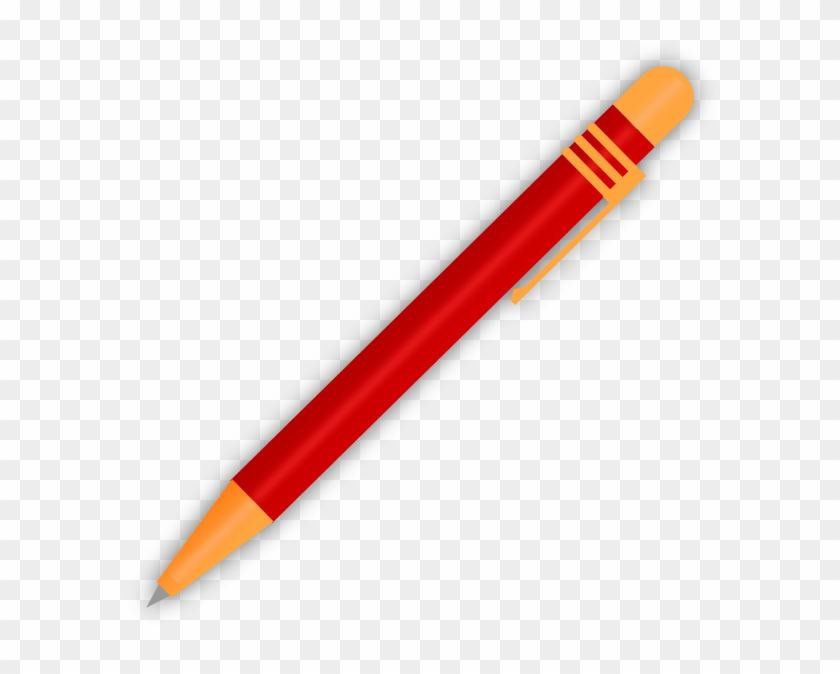 Red Ballpoint Pen Clip Art At Clker - Pencil Red And Black - Png Download #3710980