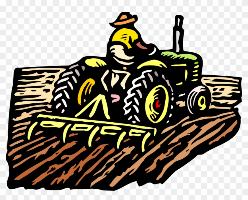 Farmer On Tractor Plowing Field - Clip Art Of Farming - Png Download #3711316