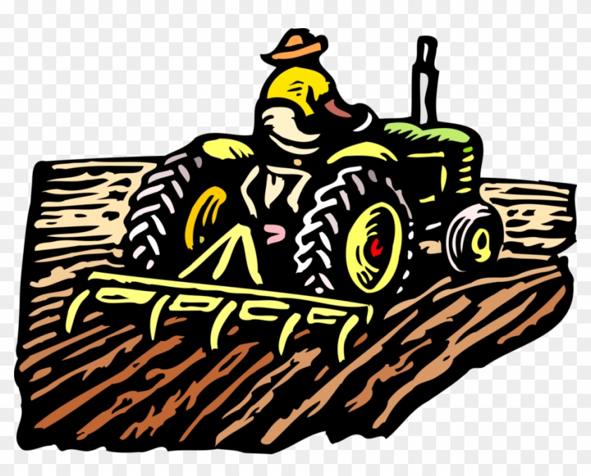 Farmer On Tractor Plowing Field - Clip Art Of Farming - Png Download