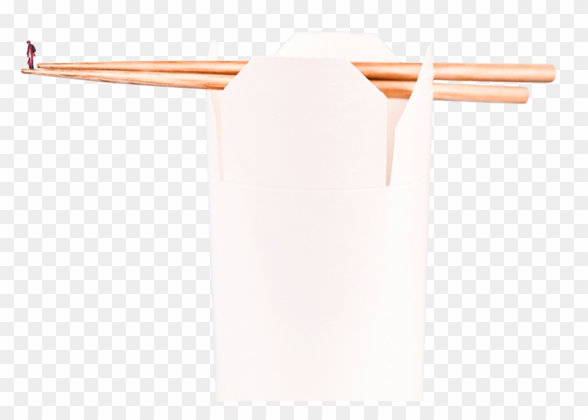 Chinese Food Box And Chopsticks - Beige Clipart