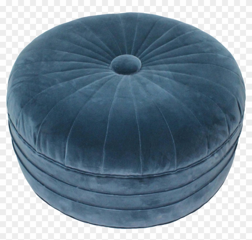 Round Art Deco Ottoman In Blue Velvet On Chairish - Ottoman Clipart