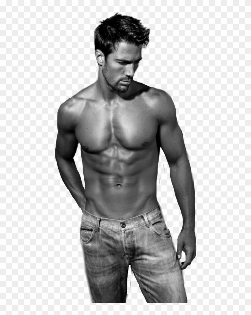 #man #shirtless #jeans #b/w - Barechested Clipart