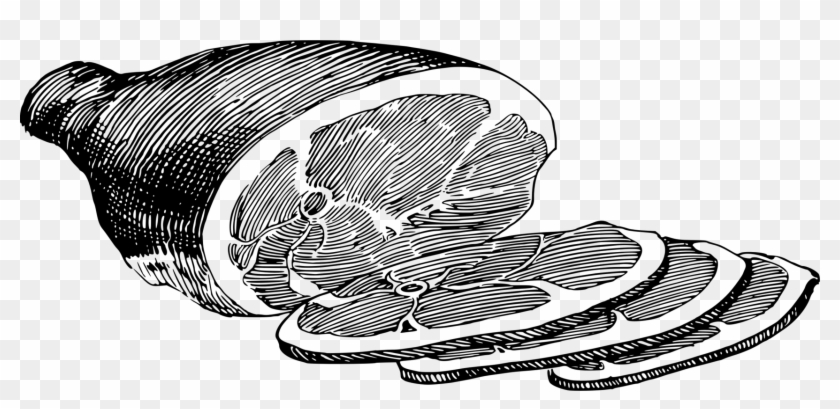 Baked Ham And - Ham Clipart Black And White - Png Download