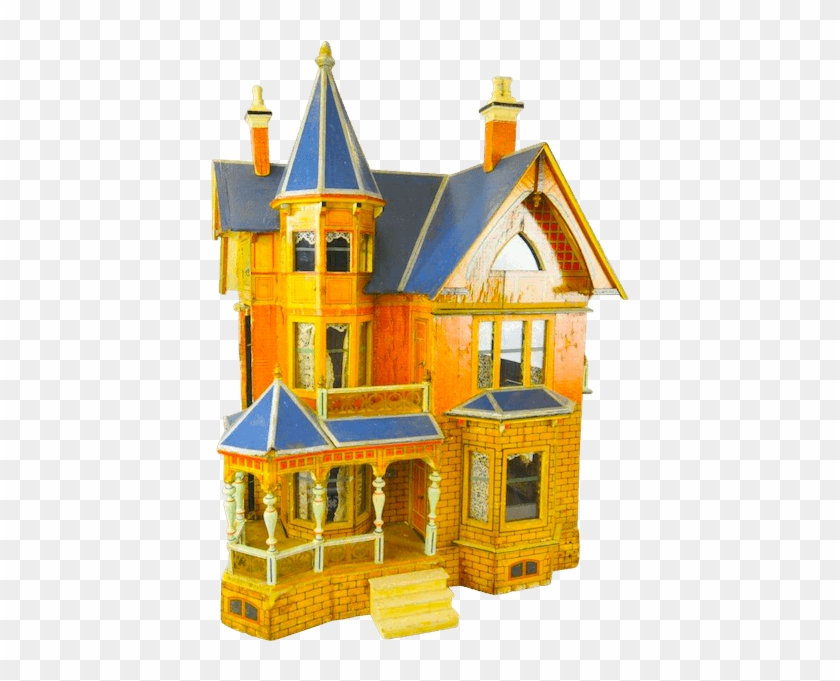 Victorian Gottschalk Blue Roof Dollhouse - Dollhouse Clipart