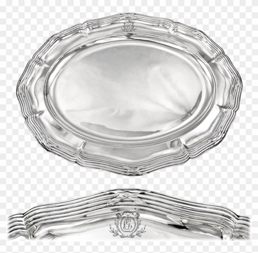 Prestigious Large Antique French Sterling Silver - Serving Tray Clipart