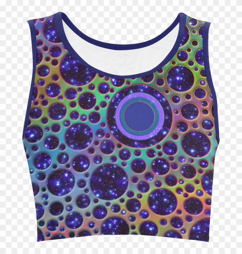 Universe Dots Grid Colored Pattern Women's Crop Top - Blue Glitter Crop Top Clipart