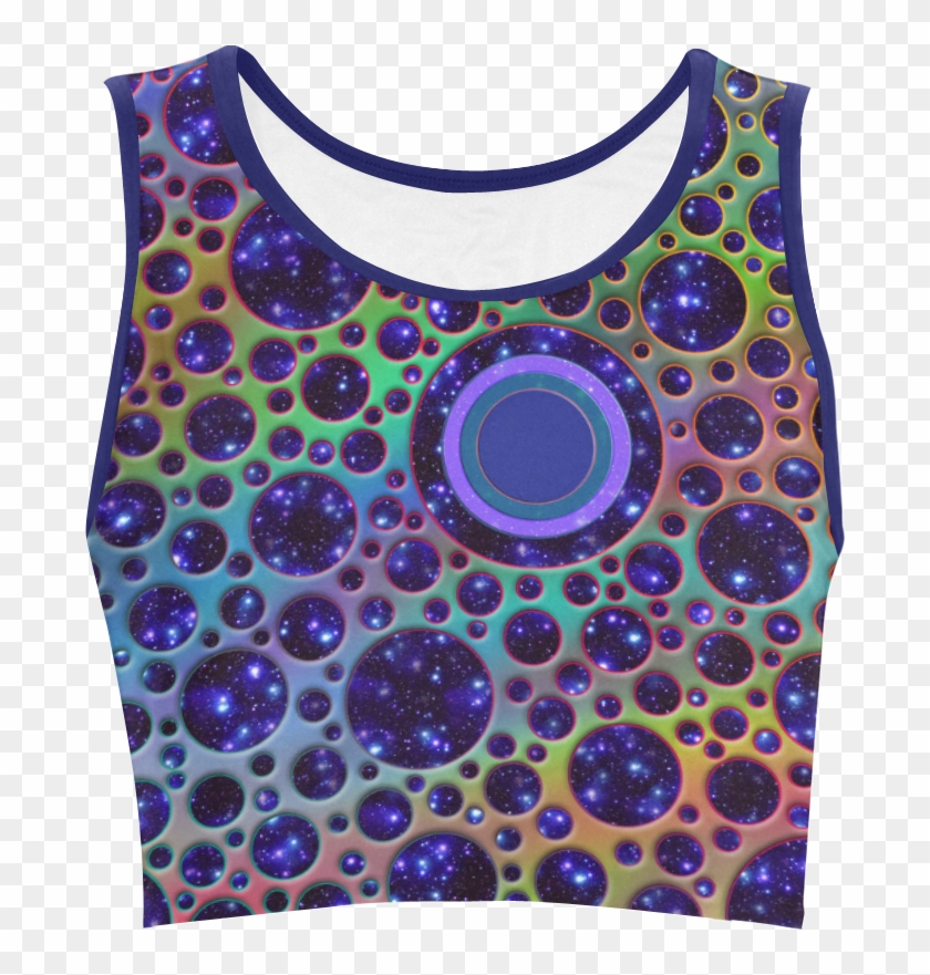 Universe Dots Grid Colored Pattern Women's Crop Top - Blue Glitter Crop Top Clipart #3717159