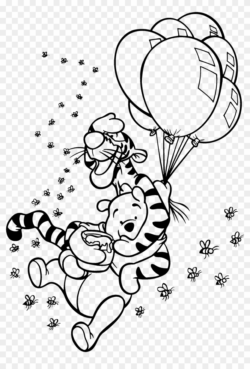 Baby Winnie The Pooh And Friends Coloring Pages Az - Winnie The Pooh And Tigger Balloons Clipart #3717320