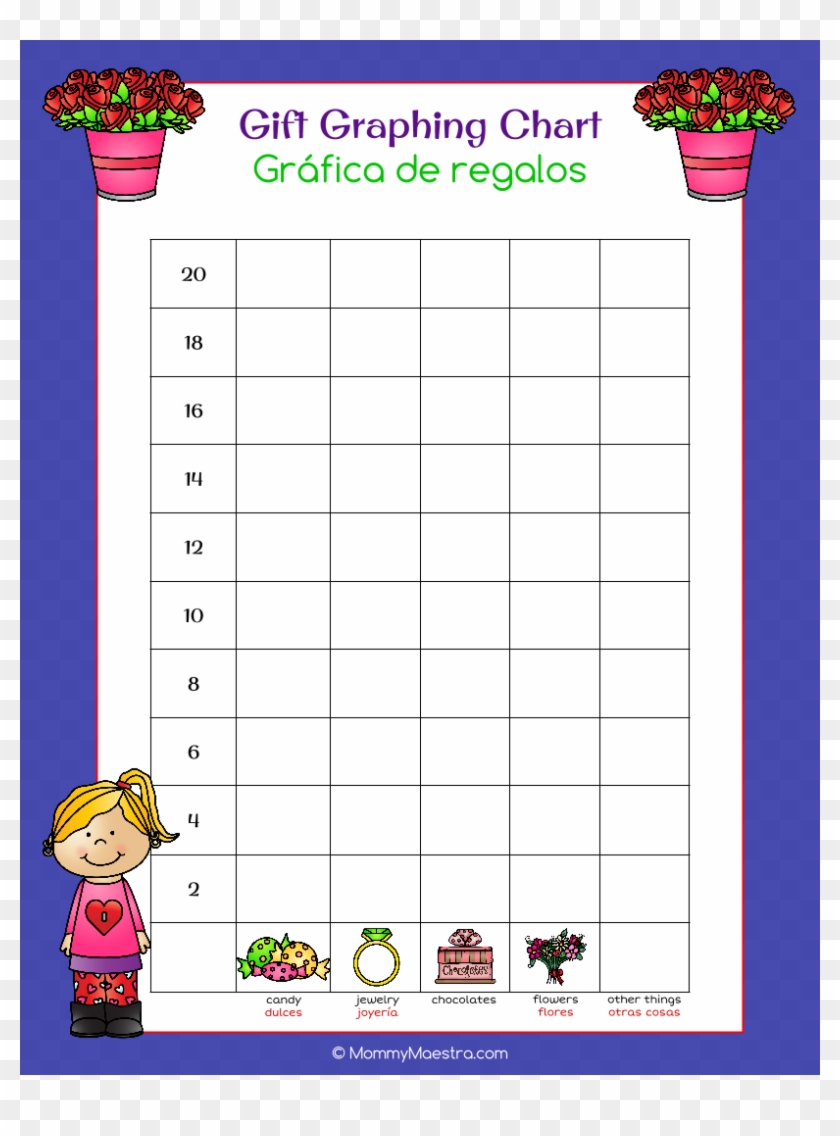 Bilingual Candy & Gift Graphing Charts For Valentine's - Cartoon Clipart