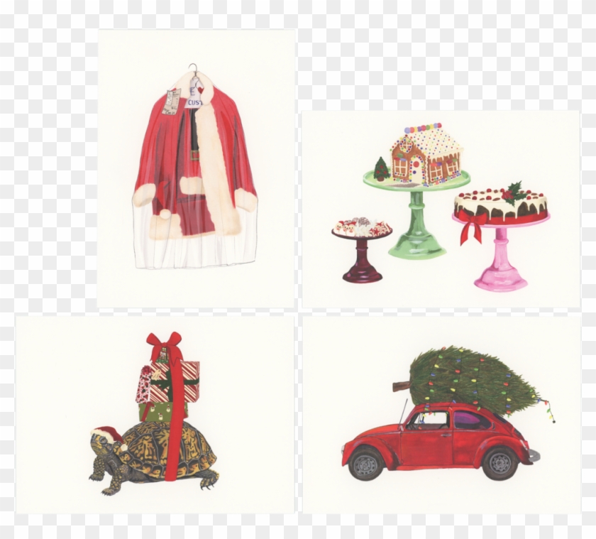 Christmas Stationery - Vintage Car Clipart #3718948