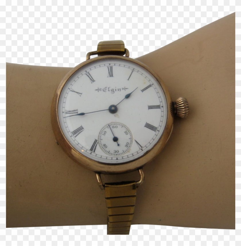 Download 1899 Elgin Early Wristwatch Pocket Watch W/strap - Analog Watch Clipart #3719129
