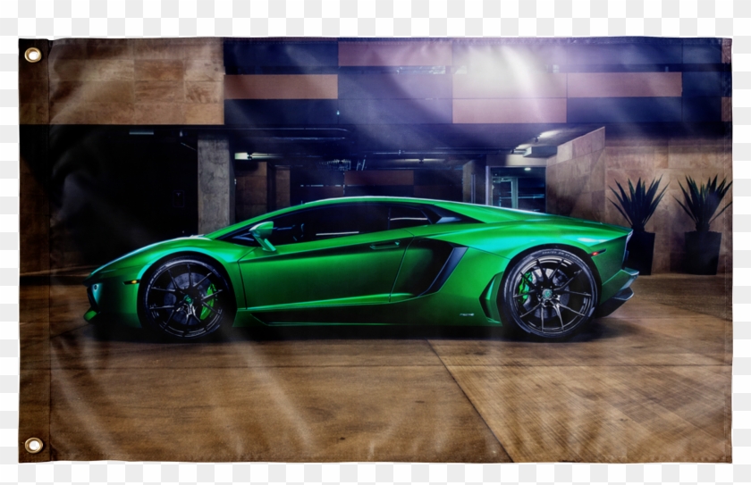 Sports Car Wall Flag - Lamborghini Aventador Clipart #3721278