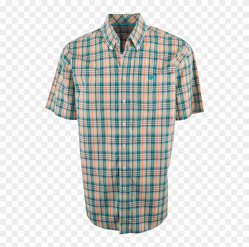 Cinch Short Sleeve Yellow, Green And Orange Plaid Shirt - Plaid Clipart #3721353