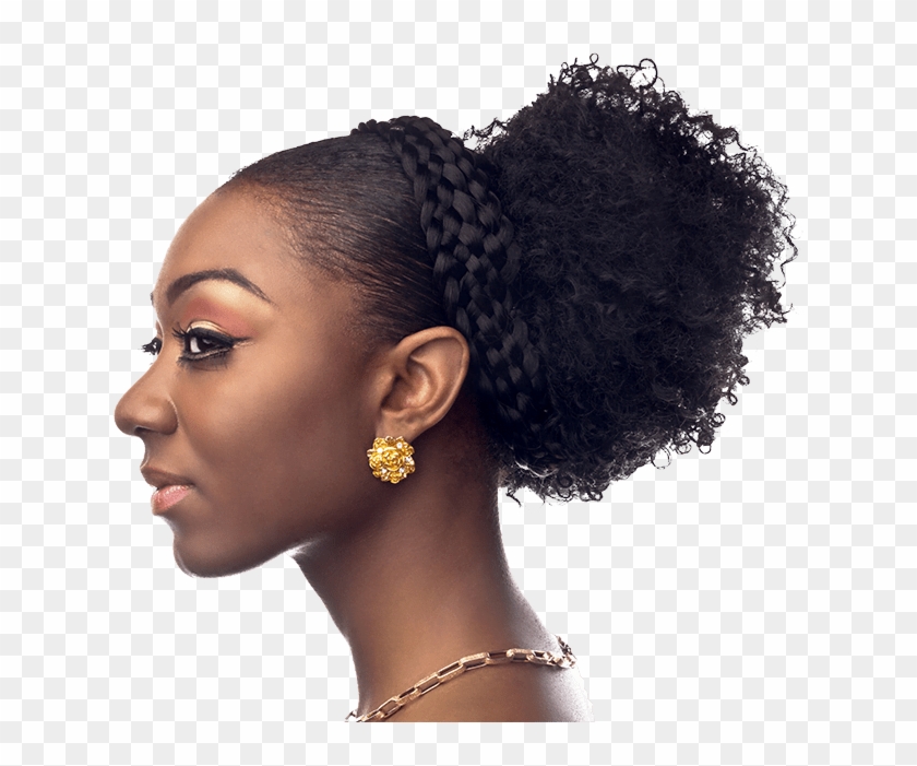 Cornrows With Box Braids, Goddess Braids, African American - Black Women Side View Clipart