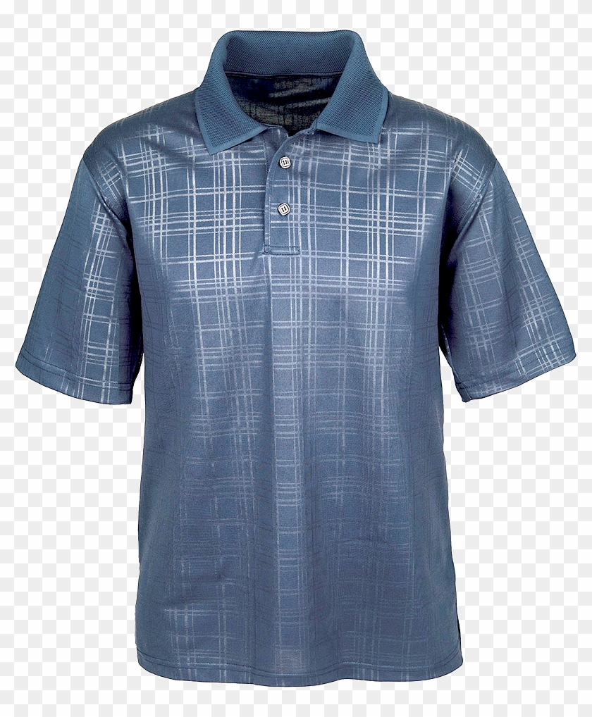 1364 Embossed Plaid Pattern Moisture Wicking Polo Steel - Polo Shirt Clipart