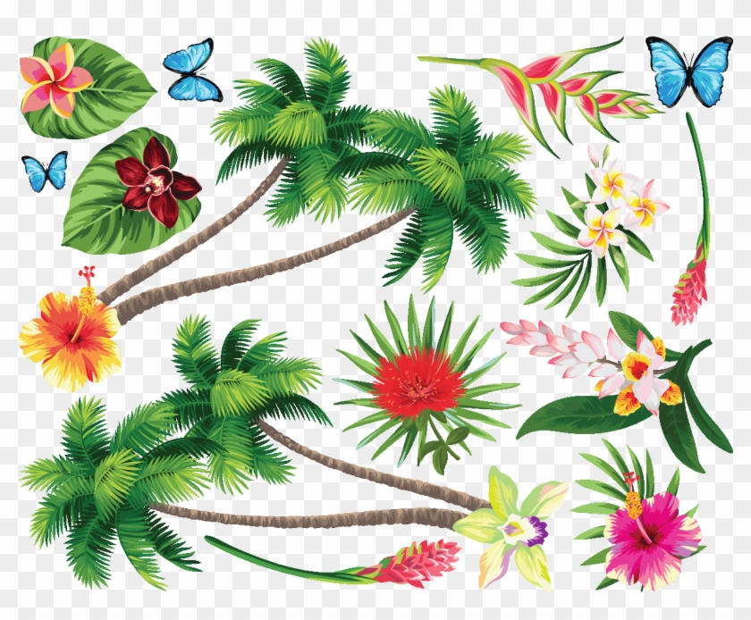 Sticker Fleurs Paradis Tropical Ambiance Sticker Col Clipart