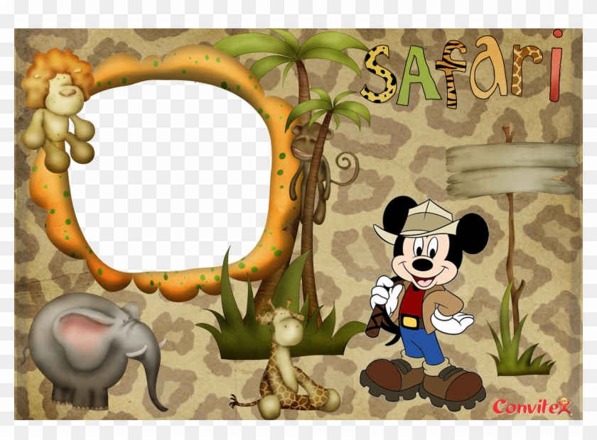 Convite Ou Frame Mickey Safari - Safari Mickey Clipart - Png Download