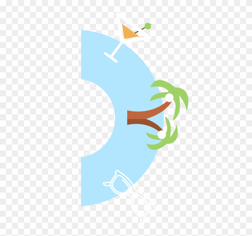 Beach With Drink Palm Tree And Sunglasses Clipart