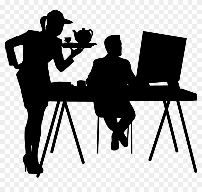 Giving Husband Tea Wife Secretary Boss Break - Work Silhouette Clipart