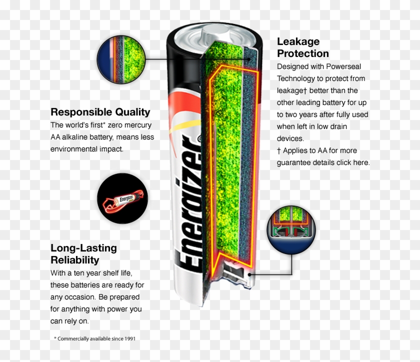 Energizer Max Battery Cutaway View Showing What Is - Aa Batteries Made Clipart