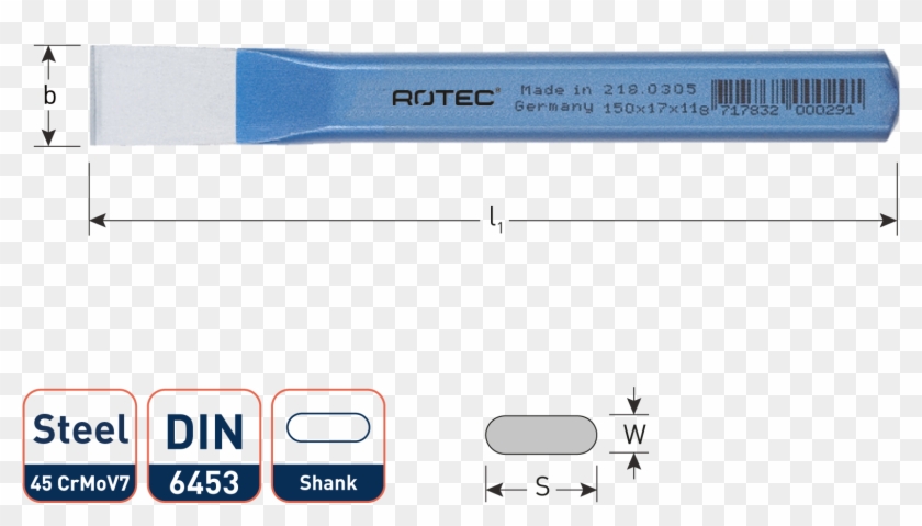Cold Chisel, Flat With Round Edges - Paper Product Clipart