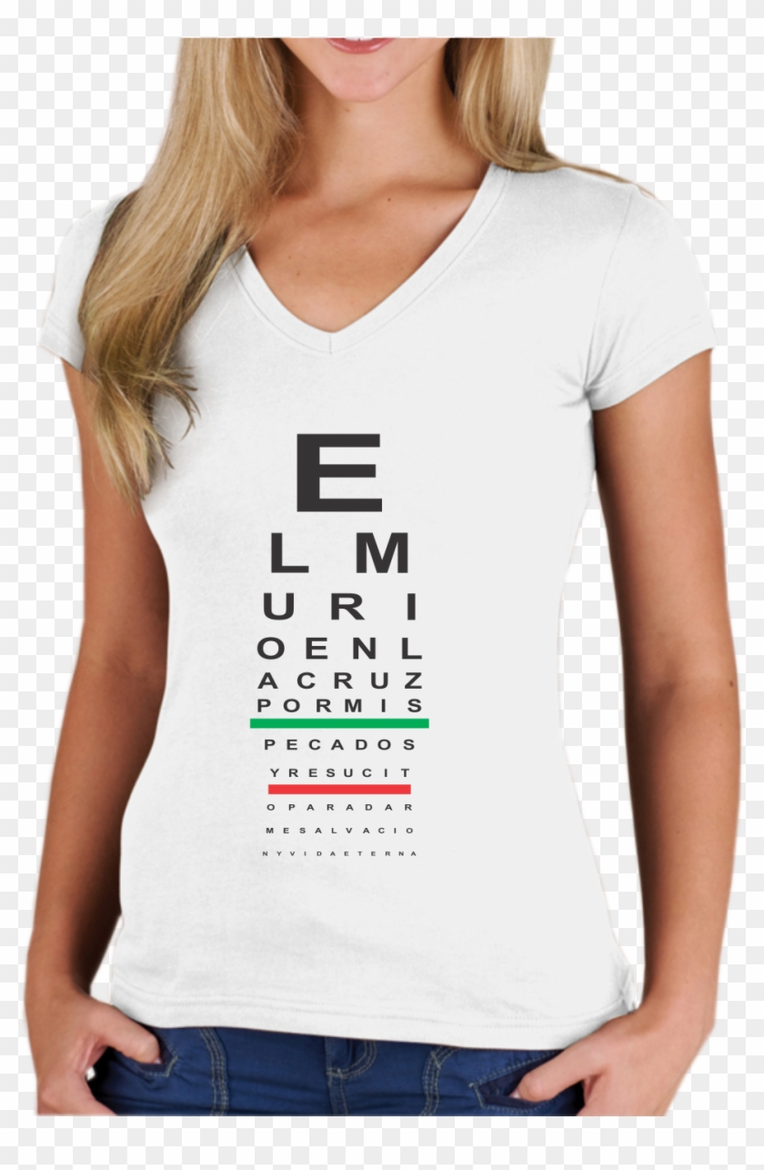 Camiseta Blanca En Polialgodón Cuello En V Para Mujer - Girl Clipart