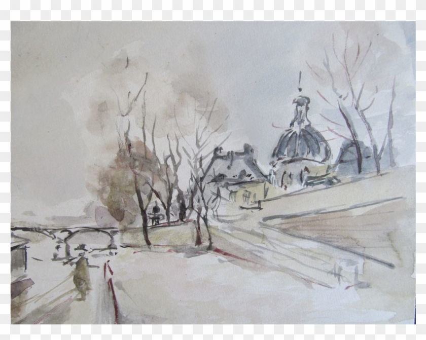 Postcard Drawing Watercolor Paint - Vintage Watercolor Of Paris Clipart #3726558