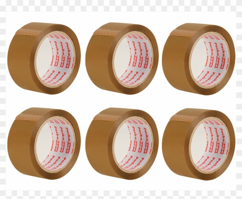 6 Rolls Of Brown Packaging Tape - 6 Pack Of Brown Tape Clipart