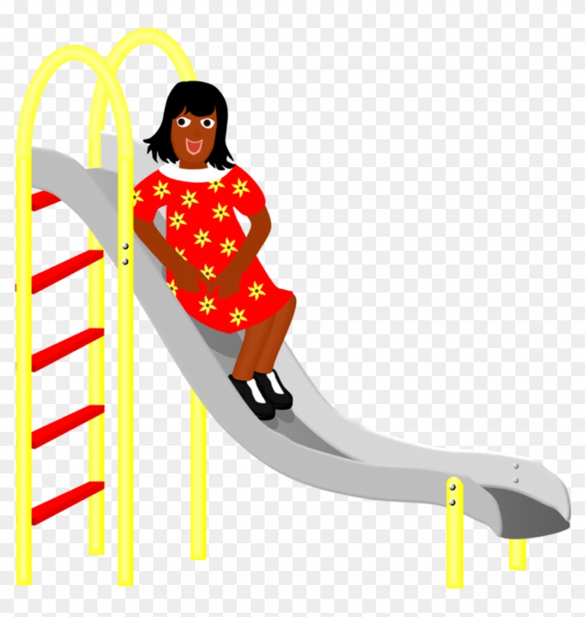 Fun, "un" Word Family, Girl On A Slide, Play, Playground - Boy On A Slide Clipart #3730733