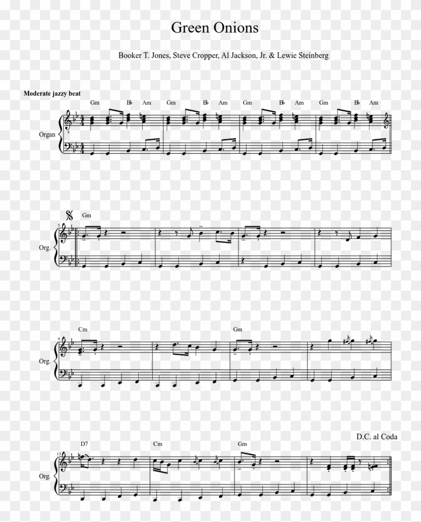 “green Onions” By Booker T - Forever Love Piano Sheet Clipart