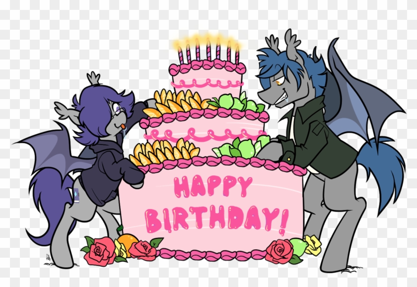 Egophiliac, Bat Pony, Birthday, Birthday Cake, Brothers, - Cartoon Clipart