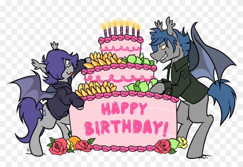 Egophiliac, Bat Pony, Birthday, Birthday Cake, Brothers, - Cartoon Clipart #3731653