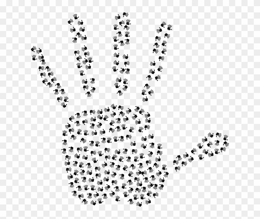 Handprint, Hands, Fingers, Human, Silhouette, Fractal - Fractal Manos Clipart #3732303