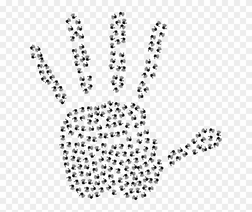 Handprint, Hands, Fingers, Human, Silhouette, Fractal - Fractal Manos Clipart #3732303