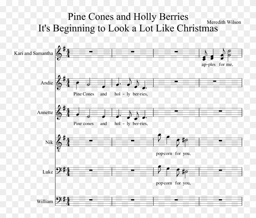 Pine Cones And Holly Berries It's Beginning To Look - Sheet Music Clipart #3732434