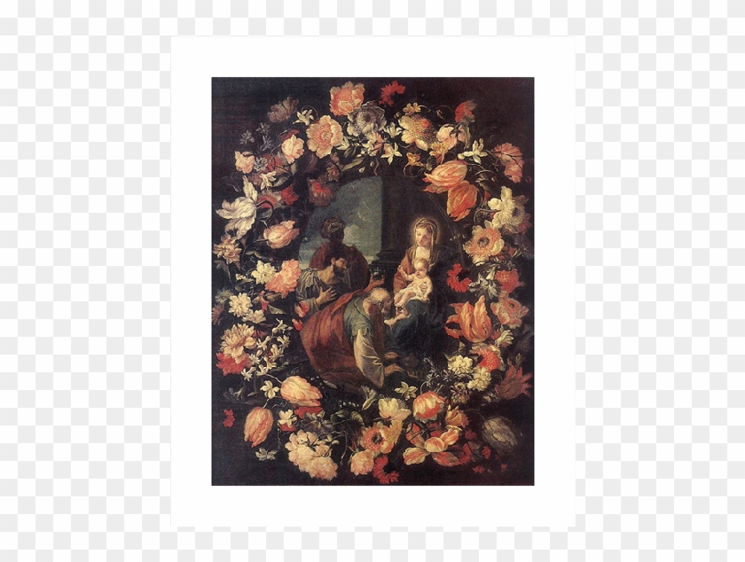 Adoracion De Los Magos En Una Guirnalda De Flores - Mario Nuzzi Clipart