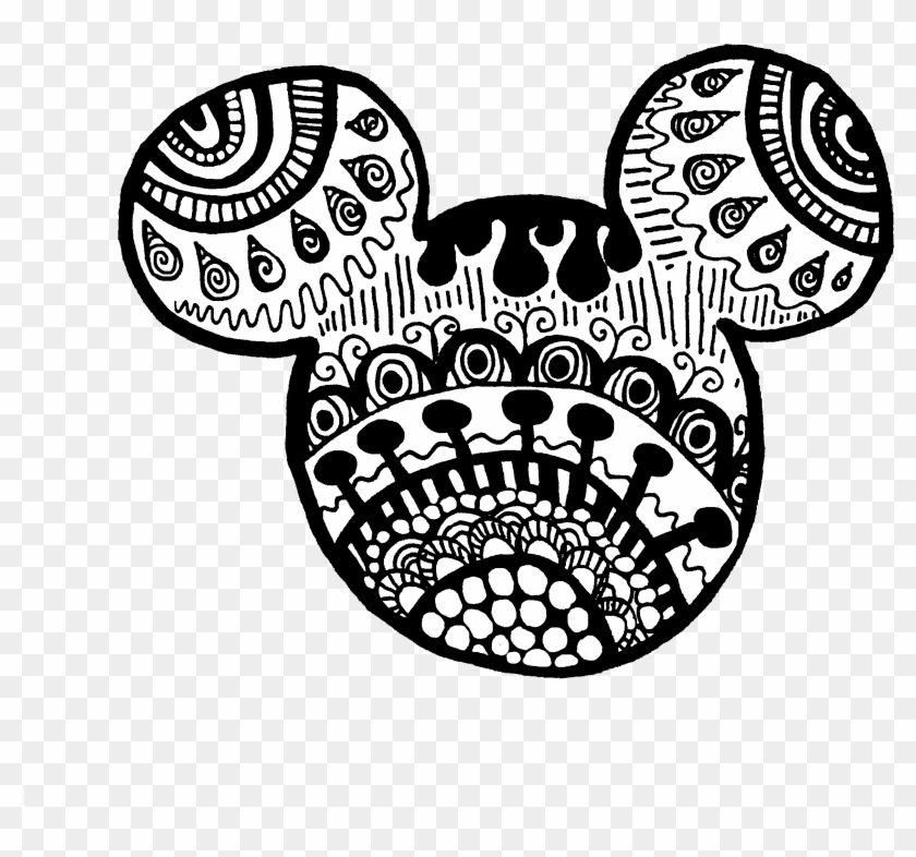 Mickey Mouse Zentangle - Illustration Clipart #3733447