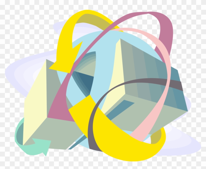 Vector Illustration Of Large Blocks With Circular Arrow - Economic Integration Trading Bloc Clipart