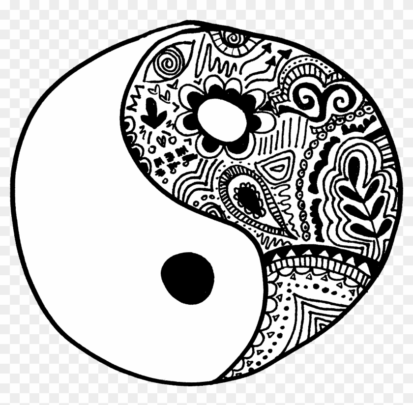 Yin Yang Zentangle - Circle Clipart #3733967
