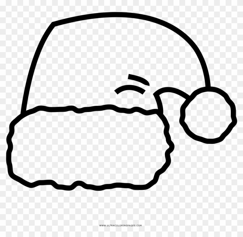 Santa Hat Coloring Page - Line Art Clipart #3734359