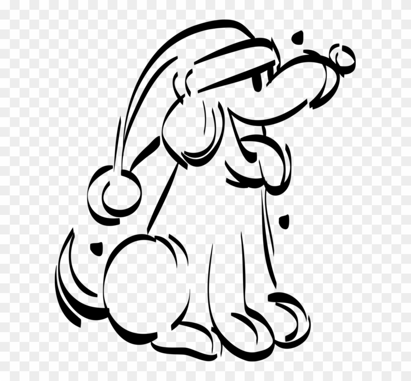 Vector Illustration Of Puppy Dog Wearing Santa Christmas Clipart